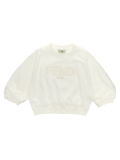 Fendi Kids 3d Logo Crewneck Sweatshirt In White