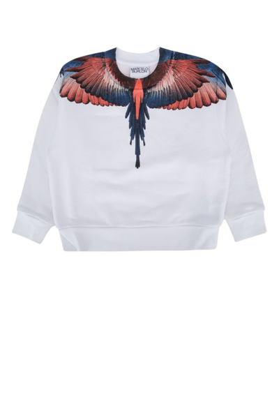 Marcelo Burlon County Of Milan Kids Wings Printed Crewneck Sweatshirt In White
