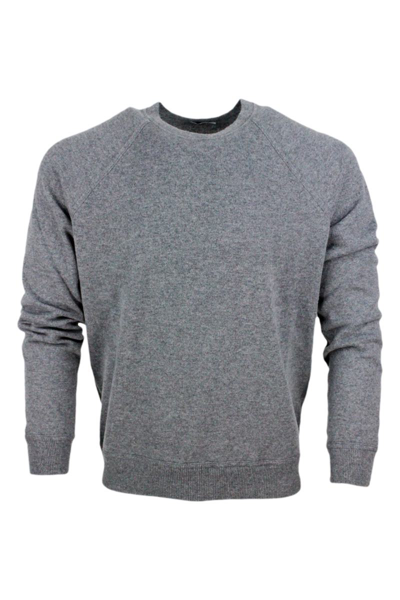 Malo Long-sleeved Crewneck Sweater Cashmere In Grey