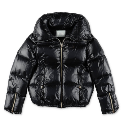 Herno Kids' Logo-plaque Padded Jacket In 黑色