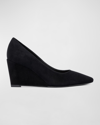 Aquatalia Posie Suede Wedge Pumps In Black