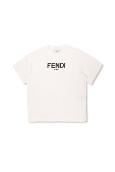 Fendi Kids Logo Printed Crewneck T In White