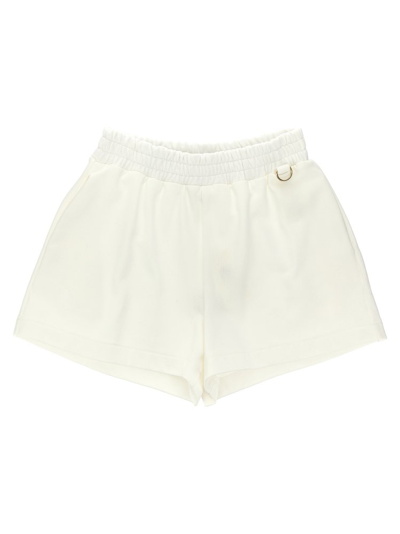 Fendi Kids Elastic Waist Bermuda Shorts In White