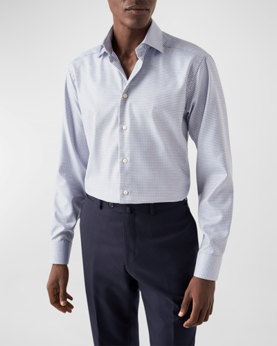 Eton Men's Contemporary Fit Melange Check Shirt In Blue