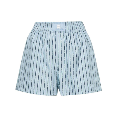 Amiri Pinstriped Cotton Boxer Shorts In Blue