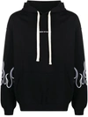 Vision Of Super Flame-embroidered Cotton Hoodie In Black