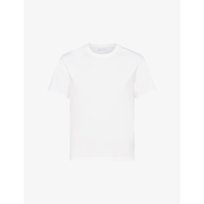 PRADA PRADA MENS WHITE LOGO-EMBROIDERED SLIM-FIT STRETCH-COTTON T-SHIRT