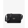 Prada Womens Black Brand-plaque Medium Recycled-nylon Shoulder Bag
