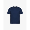Prada Logo-embroidered Crew-neck T-shirt In Blue