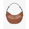 PRADA PRADA WOMENS BROWN ARQUÉ LEATHER SHOULDER BAG 1 SIZE