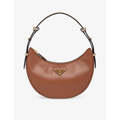 Prada Leather Shoulder Bag In Brown