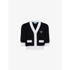 Prada Cropped Cotton Cardigan In Black