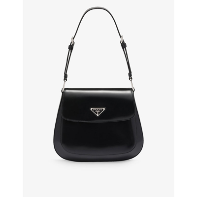 Prada Womens Black Cleo Leather Shoulder Bag