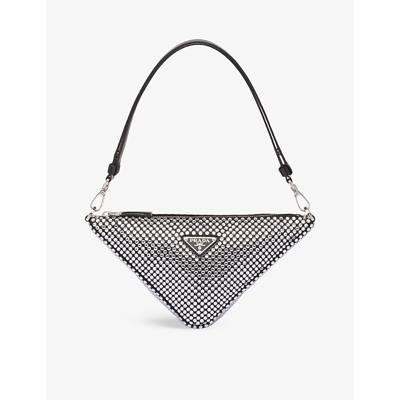 Prada Triangle Crystal-embellished Bag In Gold/silver