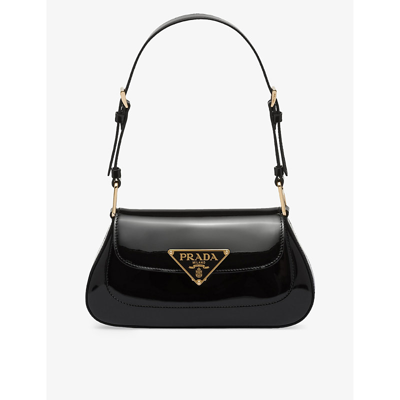 Prada Womens Black Cleo Patent-leather Shoulder Bag
