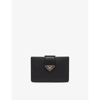 Prada Saffiano And Leather Card Holder In Black