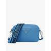 Prada Light Blue Logo-plaque Small Grained-leather Shoulder Bag