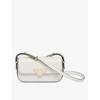 Prada Womens White Logo-plaque Leather Cross-body Bag