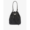 Prada Womens Black Crystal-embellished Mini Satin Shoulder Bag In Black