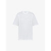 Prada Mens White Logo-embroidered Slim-fit Stretch-cotton T-shirt Xl In White