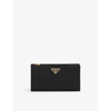 Prada Logo-plaque Zipped Wallet In Black