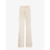 Prada Wool Triangle-logo Flared Pants In Neutral