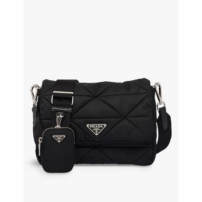 Prada Womens Black Padded Re-nylon Shoulder Bag