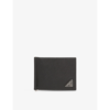 Prada Mens Black Logo-plaque Leather Wallet In Black