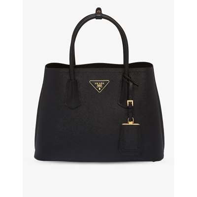 Prada Womens Black Double Small Leather Top-handle Bag