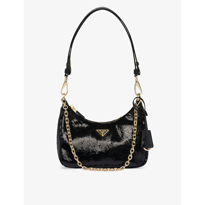 Prada Womens Black Re-nylon Recycled-nylon Shoulder Bag
