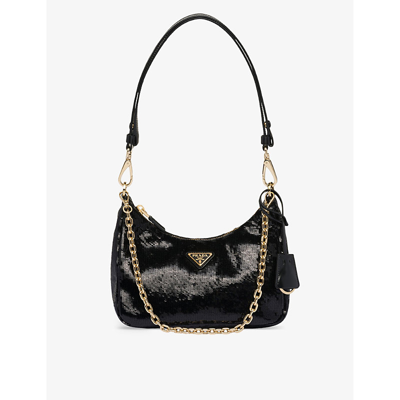 Prada Womens Black Re-nylon Recycled-nylon Shoulder Bag In Black