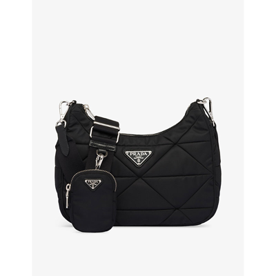 Prada Padded Re-nylon Shoulder Bag In Black