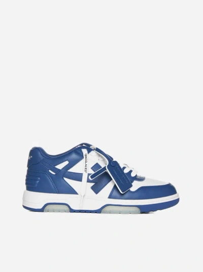 Off-white Out Of Office Leather Sneakers In White,royal Blue