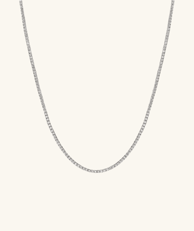 Mejuri Lab Grown Diamond Tennis Necklace 1.8mm White Gold In Silver