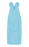 Cult Gaia Chiara Strapless Panelled Cotton-blend Poplin Midi Dress In Blue