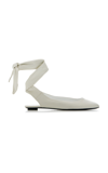 Attico Cloe Lace-up Leather Ballet Flats In White