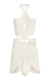 Cult Gaia Floreana Cotton Crochet Halter Mini Dress In Off White