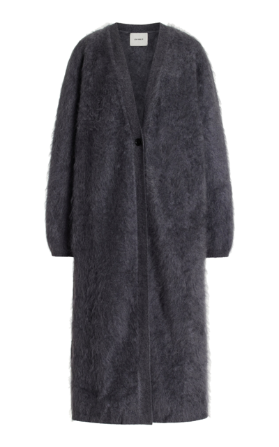 Lisa Yang Agda Brushed-cashmere Cardigan Coat In Grey