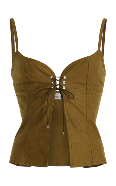 Ludovic De Saint Sernin Easy Cleavage Cotton Tank Top In Green