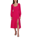 Julia Jordan Womens Smocked Long Sleeves Midi Dress In Pink