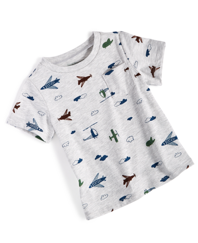 First Impressions Baby Boys Airplane T Shirt, Created For Macy's In Slate Heather