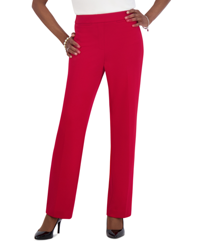 Kasper Pull-on Welt-pocket Straight-leg Pants, Women's & Plus Size In Crimson