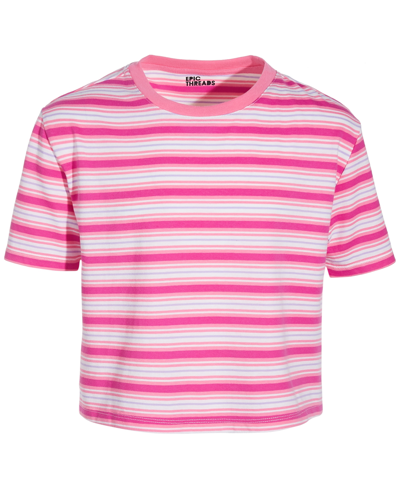 Epic Threads Kids' Big Girls Joy Striped T-shirt, Created For Macy's In Petunia Pink