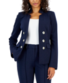 Tahari Asl Faux Double Breasted Jacket In Dark Navy