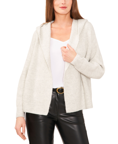 Vince Camuto Women's Ribbed Short Open Hooded Cardigan In Silver Heather
