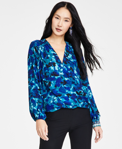 Inc International Concepts Women's Printed Surplice Top, Created For Macy's In Quinn Garden