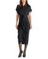 Steve Madden Tori Tie Waist Midi Shirtdress In Light Slate Blue