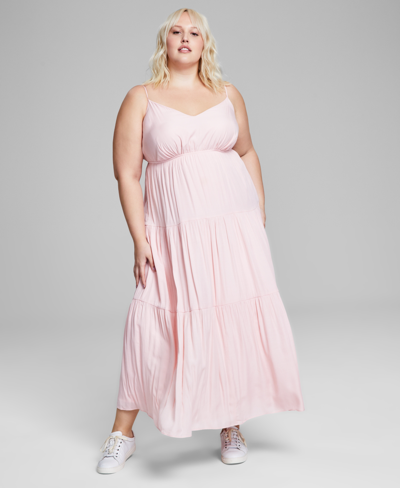 And Now This Trendy Plus Size Tiered Maxi Dress In Pink