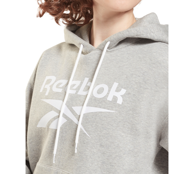 Reebok Women's Fleece Big Logo Hoodie In Medium Grey Heather