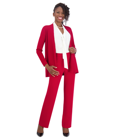 Kasper Women's Open-front Cardigan, Regular & Plus Sizes In Crimson